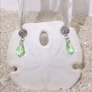 Soft green crystal earrings